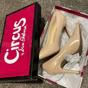 Sam Edelman nude linen Mina heels